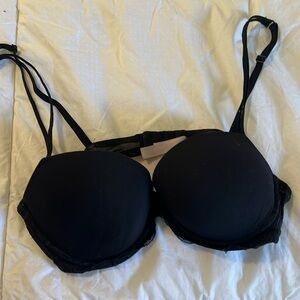 Pink Victoria’s Secret black push-up bra 36C.